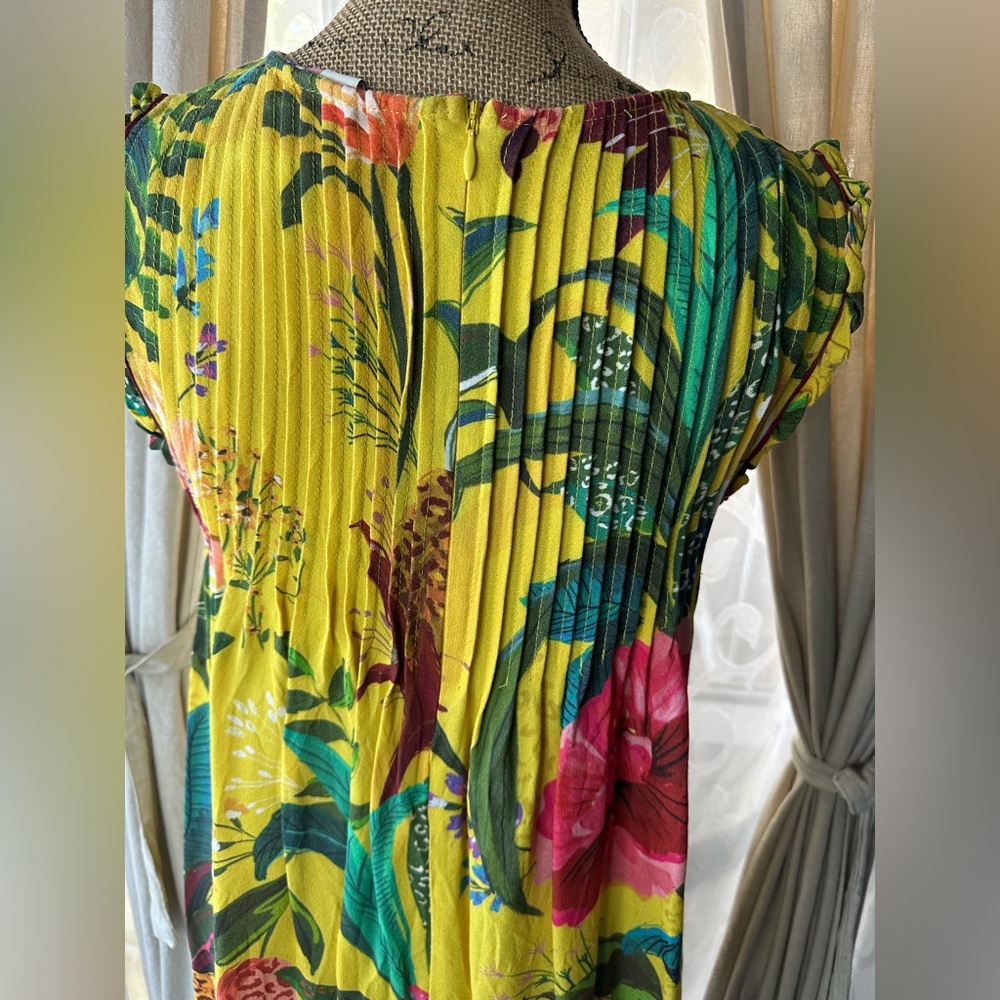 Farm Rio Resort Birds of Paradise Floral Tropical Tunic Mini Dress Size Small - Picture 6 of 10